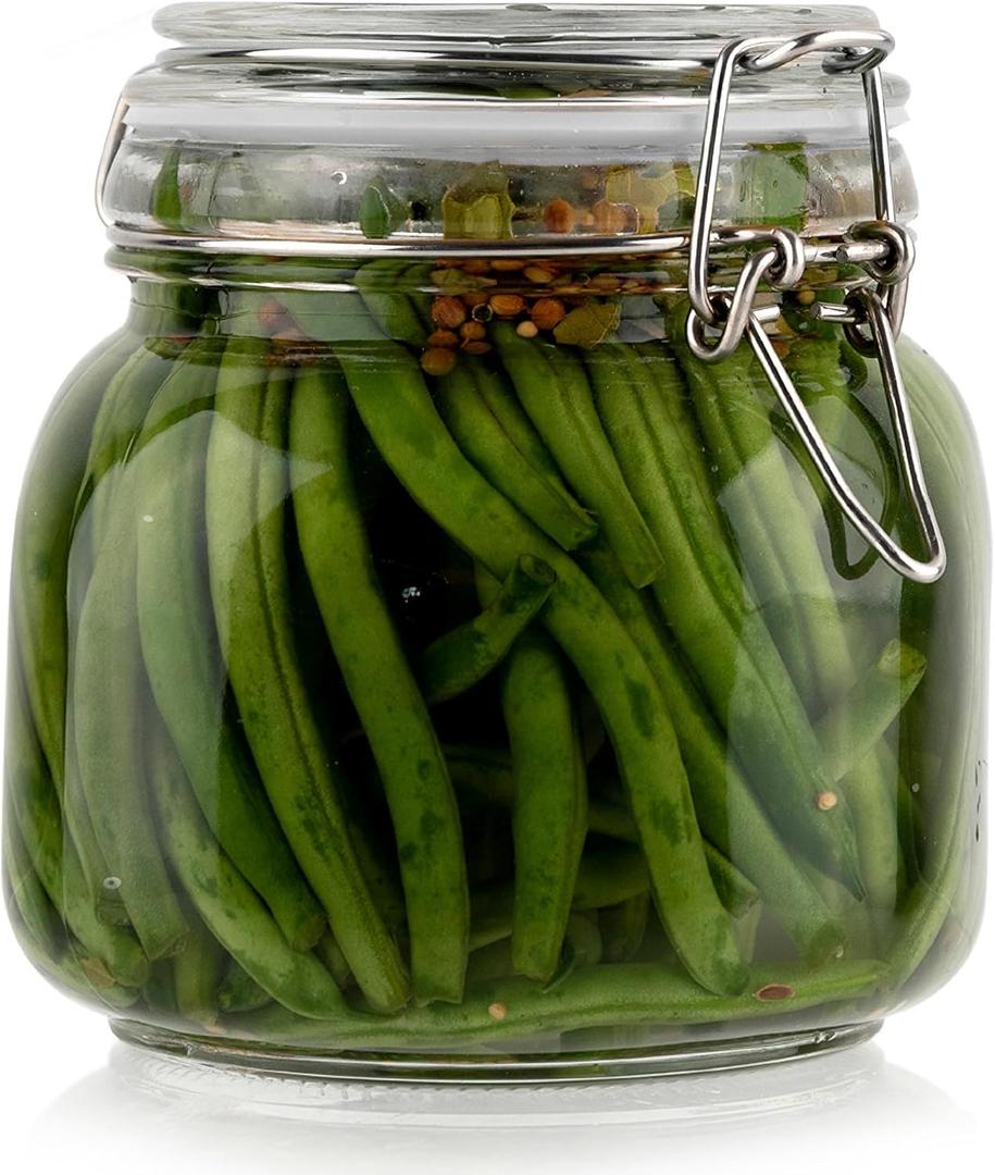Glass Jars with Airtight Lids Food Storage Jars Leak Proof Canisters with Clear Preserving Seal Wire Clip Fastening for Kitchen Canning Pickling [25 oz]