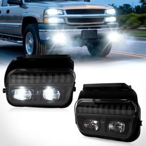 LED Fog Lights for 2003 2004 2005 2006 2007 Chevy Silverado All Models/ 2002 2003 2004 2005 2006 Chevy Avalanche, 1 Pair Front Bumper Driving Fog Lamps (LED Version)
