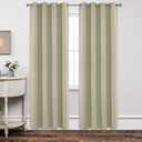 Joydeco Blackout Curtains 84 Inch Length 2 Panels Set, Thermal Insulated Long Drapes 2 Burg, Room Darkening Grommet Drapes for Living Room Bedroom Window (Light Beige)