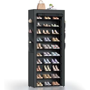 Covered Shoe Rack Tall Metal Shoes Rack Organizer for Entryway Garage Closet Tall Shoe Shelf Shoe Storage Cabinet Free Standing Large Garage Shoes Racks Organizer (11.8"D x 23.6"W x 70.86"H)