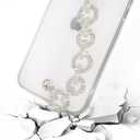 Bonitec Compatible with iPhone 14 Pro Max Case Clear for Ladys, Girls and Women Bracelet 3D Glitter Sparkle Bling Strap Luxury Shiny Crystal Rhinestone Diamond Silver Chain Protective Cover, Clear