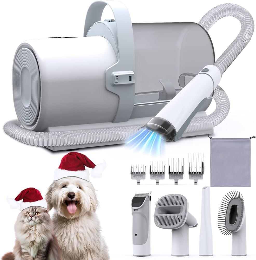 Dog Grooming Vacuum, Pet Grooming Kit with Dog Clippers, 2.5L Dust Cup 11000Pa Dogs Vacuum for Shedding Grooming, 5 Grooming Tools Home Cleaning in 1, Low Noise Pet Grooming Vacuum for Dogs