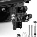 METOWARE Trailer Hitch, Drop Hitch Fits 2-Inch Receiver, Tow Hitch with 6-Inch Drop, 12,500 LBS, Tri-Ball (1-7/8", 2", 2-5/16") Truck Trailer Hitch Receiver with Double Anti-Theft Pins Locks