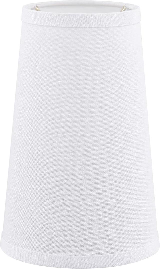 Aspen Creative 32216 Transitional Hardback Empire Shape Spider Fitter Lamp Shade in White Linen Fabric, 4-1/4" Top x 6" Bottom x 9" Slant