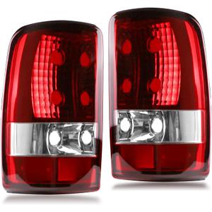 Nakuuly Tail Light Compatible With 2000-2006 Chevy Suburban 1500 2500 Tahoe GMC Yukon XL Denali Driver and Passenger Side Taillights Red Clear Rear Brake Lamp W/O Bulbs Harness, Red