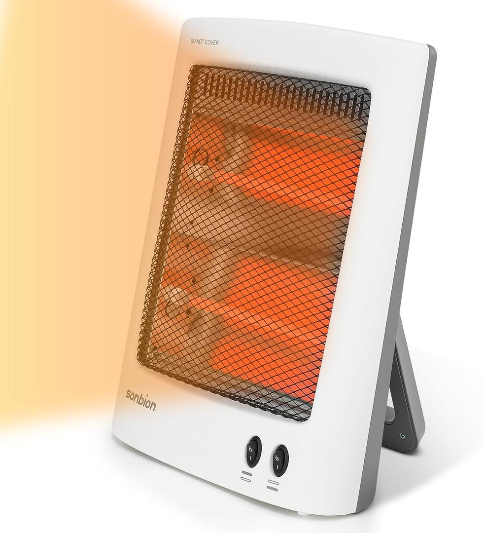 Radiant Space Heater, Portable Electric Heater, Infrared Heaters for Indoor Use, Halogen Heater for Garage Office, Foldable Holder, Overheat and Tip-over Protection