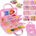 Walenty Busy Board Montessori Toys for Toddler Girl Birthday Gifts, Busy Book Sensory Learning Toys for Toddlers, Educational Activities Airplane Car Travel Toy for Girls (Pink)