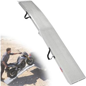 Ruedamann 7FT Folding Aluminum Ramp, Portable Ramp, 11" Loading Ramps for Motorcycle, 750 Lbs Capacity for Bike Ramps, ATVs, E-Scooter, Indoor Storage, 1PC