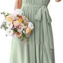 Women's A Line Chiffon Bridesmaid Dresses Long with Slit Halter Wrap Formal Evening Party Gown with Pocket HM048 (12)