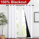 NICETOWN White Blackout Curtains 84 inches Long, Full Light Blocking Drapes with Black Liner for Nursery, Noise Reducing Thermal Insulated Draperies for Doorway (2 Pieces, 37" Wide Each Panel)