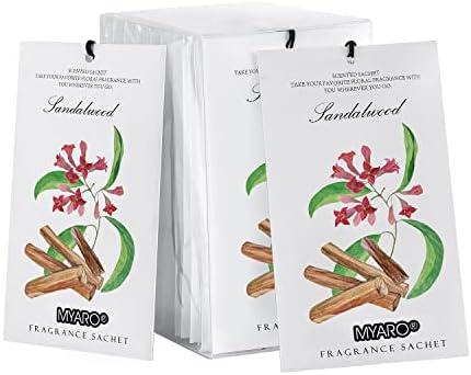 MYARO Scented Sachet House Air Freshener - 10 Pack Long Lasting Sandalwood Fragrance Deodorizer for Home Closet Drawer Car