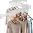 Clothes Drying Rack Wall Mounted, Tri-Fold Wall Mounted Drying Rack, Foldable Drying Rack Clothing, Space Aluminum Material, for Home Balcony (White)