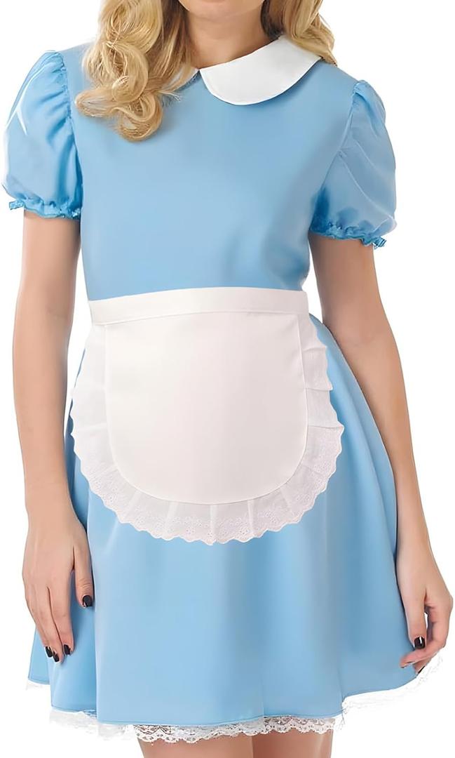 White Cosplay Waist Apron - Fluffy Tight Clothing, Accessory for Maid Costume, Half Apron for Girls and Kids