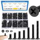 KADRICK 840Pcs M3 Countersunk Screws,M3 Flat Head Screws,Phillips Bolts Nuts Washers Assortment Kit,Zinc Plated,Lenth of 6MM-25MM