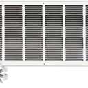 HVAC Premium 32'' x 12'' [Duct Opening] Flat Stamped Steel Return Air Grille - Sidewall and Ceiling - HVAC Vent Duct Cover - White [Overall Size: 33.75''w X 13.75''h]