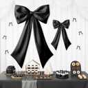 Black Bow Decor 2 Pack,Large & Small Black Coquette Room Backdrop Wall Decor for Bachelorette Baby Shower Bridal Shower Bow Birthday Decorations