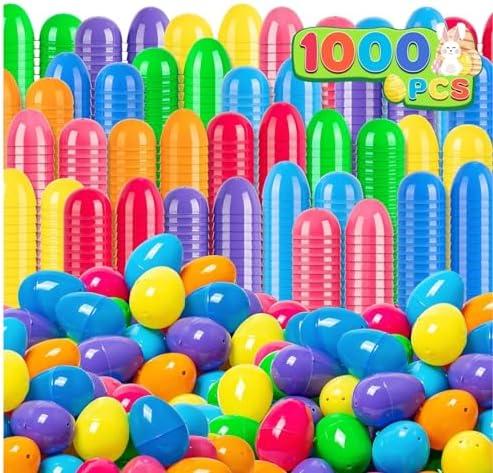 Duchong 500 PCS Plastic Easter Eggs Bulk, 2.4" Empty Easter Eggs Fillable for Easter Hunt, Basket Stuffers Fillers, Theme Party Favor Decoration, Classroom Prize Supplies
