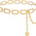 Women's Chain Belt Metal Waist Belt Chunky Belly Link Belt (XL: 59 in/150 cm)