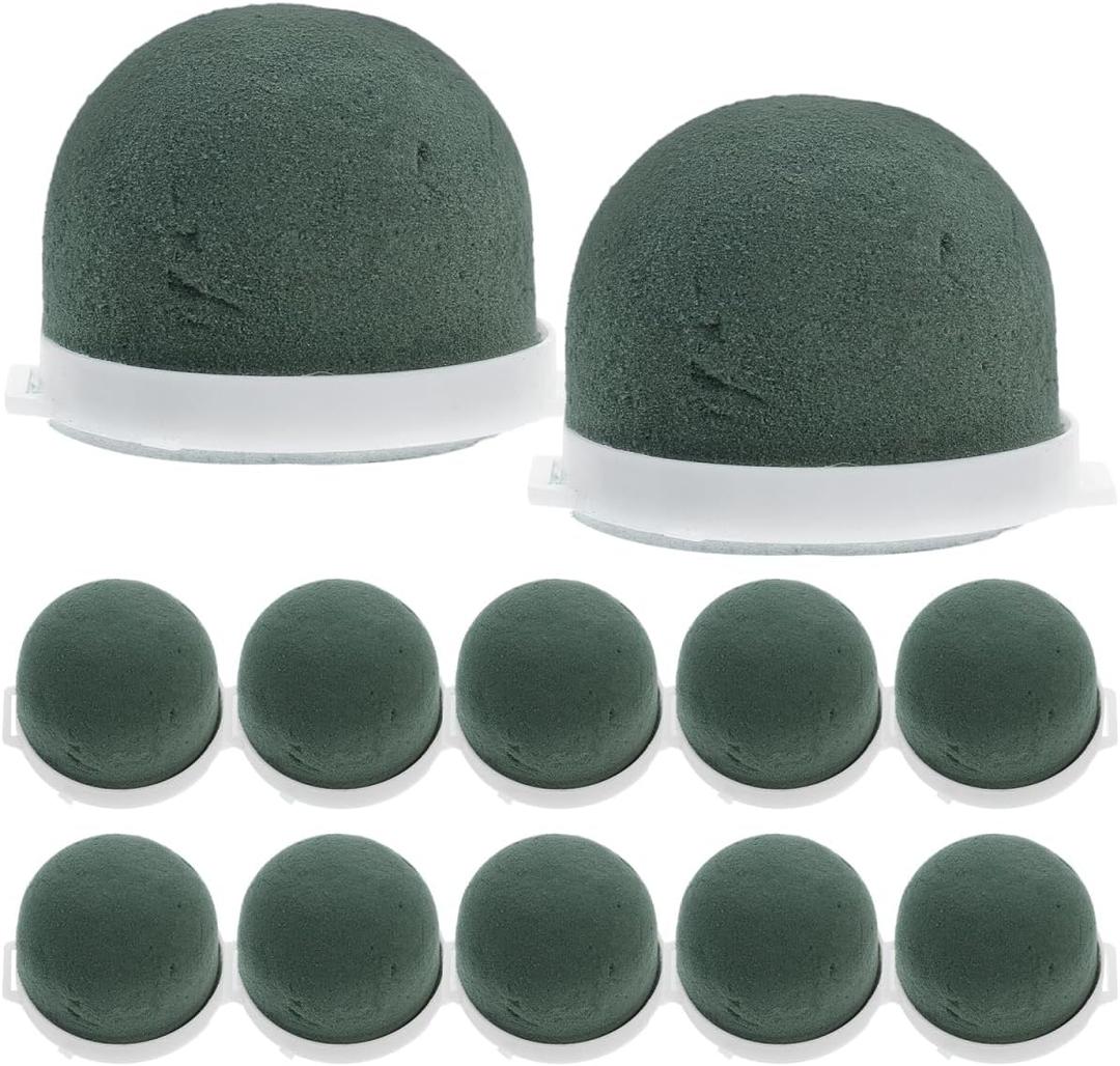 12PCS Mini Floral Foam Holder,2.16 X 1.69 Inch Half Ball Floral Foam Flower Arrangement Supplies for Wedding Banquet Anniversary Birthday