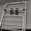 Clothes Drying Rack Foldable, Metal Laundry Drying Rack, with Height-Adjustable Wings, Space Saving, Indoor Outdoor Use, White Free-Standing Airer