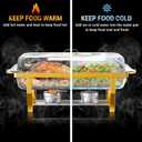 Chafing Dishes for Buffet, 8 Qt High Grade Chafing Dish Buffet Set, Full Size Pan, Rolled-Edge Design Food Warmers for Parties, Buffet, Wedding, Birthday, Camping 4 Pack [Half Gold]