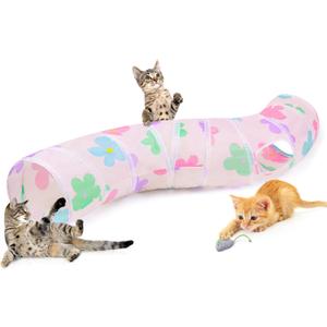 Glittme Cat Tunnel, Cat Tunnels for Indoor Cats, S-Shape Cats Cave with Cat Toys, Foldable Cat Tubes and Tunnels for Cats, Rabbit, Puppy, Guinea Pig
