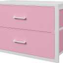 BOLUO Stackable Storage Drawers Closet Organizers and Storage Fabric White 2 Drawer Dresser for Bedroom Modern Pink