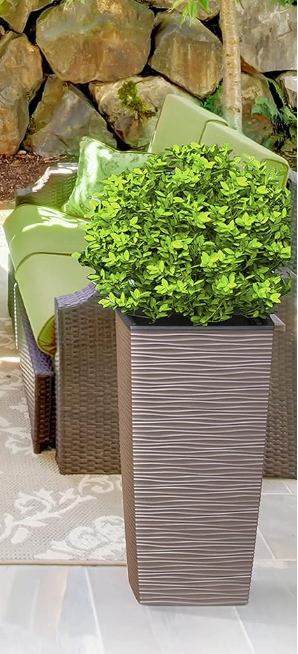 Mueller M-Resin Heavy Duty Tall Planters for Outdoor Plant, Indoor Grande Plant Pot, Boxes, Trees, Flower Pot, 27.5, Modern Design, Built-in Drainage, Front Porch Deco