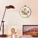 Hxlac Vintage Fall Maple Leaf Round Wall Art Framed, Farmhouse Fall Round Wall Decor, Neutral Rustic Autumn Hanging Canvas Prints Wall Sculptures for Farmhouse Home Living Room Decor, 10x10 Inch