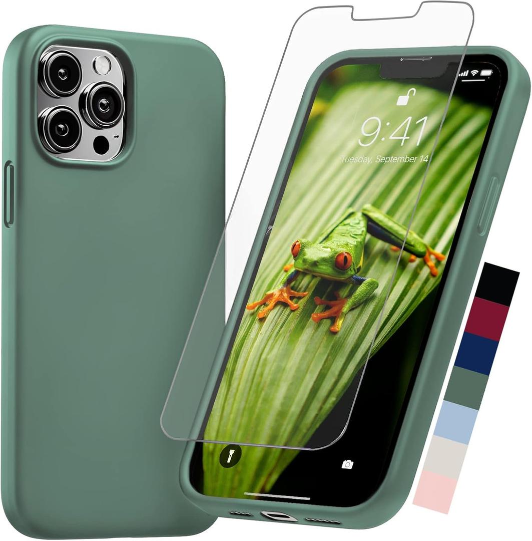 5 x Compatible with iPhone 13 Pro Max Case Silicone with Screen Protector - Green 5 x Compatible with iPhone 13 Pro Max Case Silicone with Screen Protector - Green