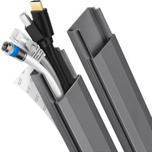 62.8in TV Cable Hider - Cord Hider Cable Management Wall, Cable Raceway Grey Wire Hider, Paintable Cable Concealer for Wall Mounted TV, Wall Wire Covers for Cords, 4* L15.7in *W1.2in *H0.59in