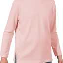 Haloumoning Boys Long Sleeve Shirts Kids Crewneck T-Shirts Casual Split Hem Fall Tops Tees 5-14 Years (Pink)