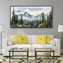 Wapluam Abstract Mountain Landscape Canvas Wall Art - Black Framed for Living Room, Bedroom - Large Modern Home Decor - Office Decoration Pictures Ready to Hang - 24x48 Artwork