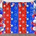 4th of July Backdrop Decorations, 2 Pack Star Print Red Blue Streamers Tinsel Foil Fringe Curtains Photo Booth Props for Memorial Day, Independence Day, Patriotic, USA Party Decor Supplies