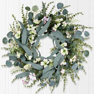 26IN Spring Wreath for Front Door,Large Eucalyptus Artificial Greenery Wreath Indoor Outdoor for Porch Window Wall Farmhouse Home Holiday Hanging Decor Spring Summer Fall Winter All Seasons