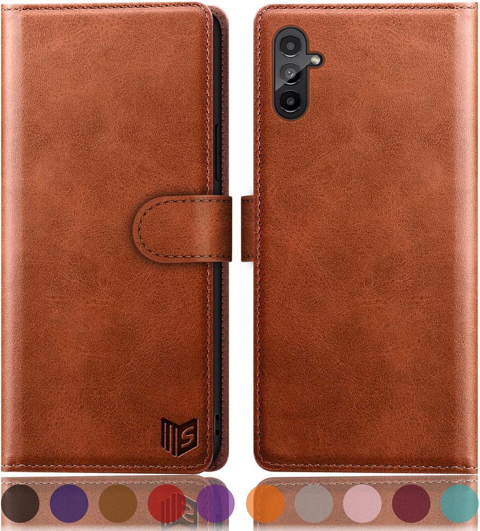 SUANPOT for Samsung Galaxy A14 5G Wallet case with RFID Blocking Credit Card Holder,Flip Book PU Leather Protective Cover Women Men for Samsung A14 Phone case(Light Brown)