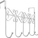 Over The Door Hook,Over Door Towel Rack,Over Door Coat Rack,Door Hanger HookClothes,Belt, Hat,Behind Back of Bathroom, Towel Hanger 5 Hooks,White.