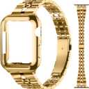 Slim Metal Bands Compatible with Apple Watch 40mm 38mm 41mm 42mm 44mm 45mm, Metal Stainless Steel Chain Strap for Women iWatch Series 9 8 7 6 5 4 3 2 1 SE (Gold)