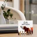 Funny Cow Bathroom Decor - Hello Sweet Cheeks Cow Bathroom Decor, Funny Farmhouse Wooden Sign, 5 X 5 Inches