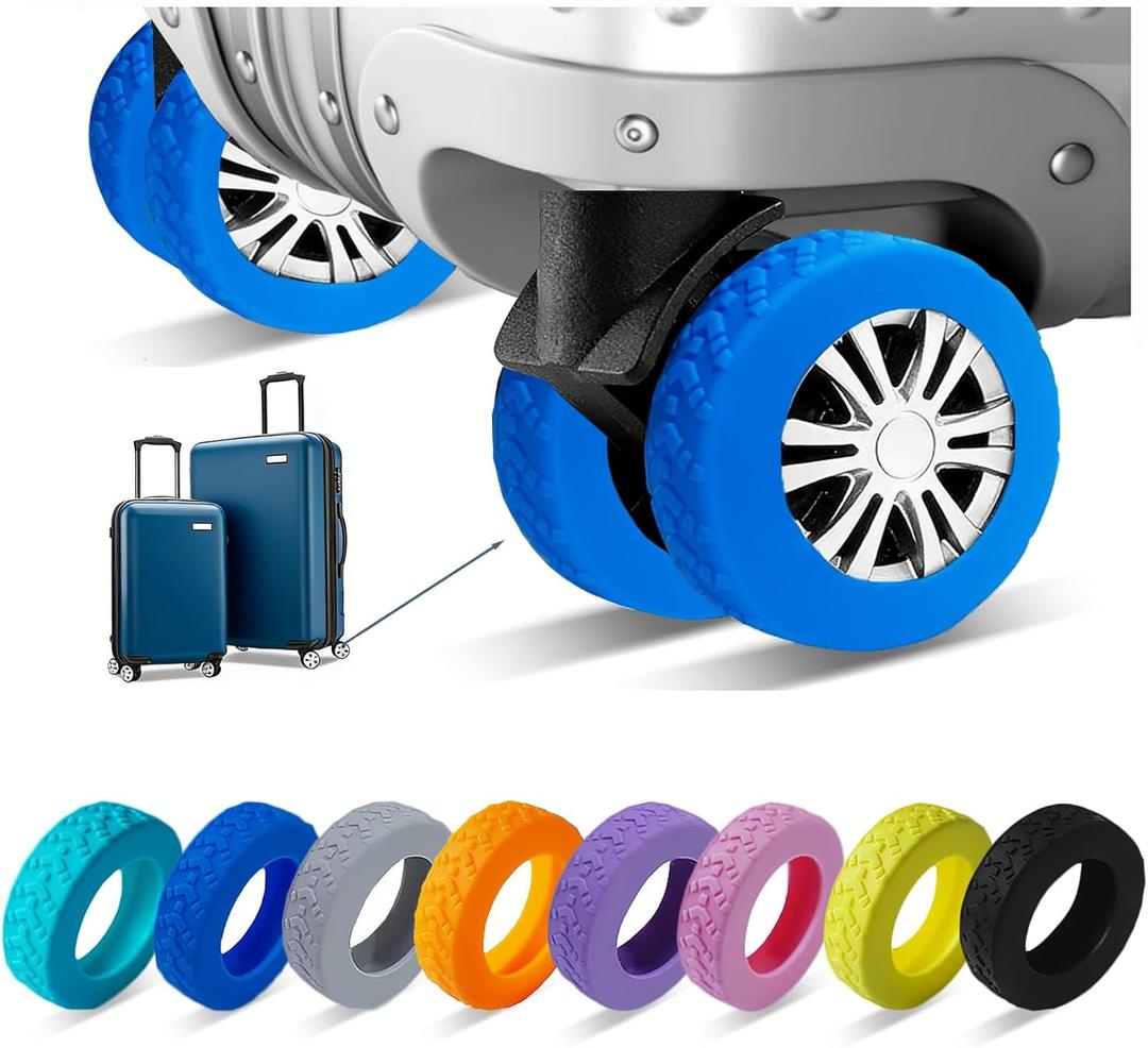 Luggage Wheel Covers, Luggage Wheel Protector Covers for 2-2.4 inches Wheels SuitcasesAnti-Scratch & Noise Reduction Design, Silicone MaterialDurable Travel Case Accessories (8, blue)