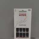 KISS Gel Fantasy, Press On Nails, Nail glue included, 'Aim High', Black, Short Size, Squoval Shape, Includes 28 Nails, 2g glue, 1 Manicure Stick, 1 Mini File
