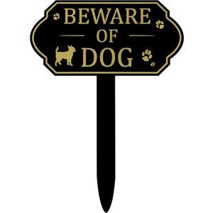 Beware of Dog Sign with Stake for Fence 7.09 x 3.54 Dog Warning Yard Signs for Property Guard Yard Lawn Indoor or Outdoor Use(Stylish Style)