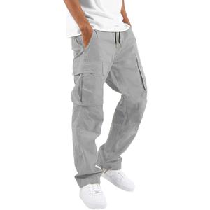 HUNGSON Mens Cargo Pants Drawstring Casual Hiking Pants Joggers Athletic Trousers Cotton Loose Straight Sweatpants for Men (36, Grey)