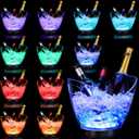 Umigy 12 Pcs 5L LED Ice Buckets Clear Plastic Ice Bucket Large Capacity Light RGB Colorful LED Cooler with Lights for Champagne Wine Beer Party Bar Club