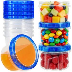 10 Pack 17oz Reusable Freezer Storage Containers with Twist Top Lids Airtight, Clear Plastic Food Storage Meal Prep Containers for Leftover Lunch Fruit Salad Snack, Small Soup Container Microwave Safe