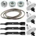 48 Inch Deck Rebuild Kit Replace for John Deere D140 D160 LA130 LA165 E140 E160, with 3 Spindles GY21098 GY20454, 3 Blades AM141035, 1 Idler GY20110, 2 Idlers GY20067, 1 Belt GX21833 with 141 1/2 Inch