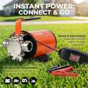 12V Water Transfer Pump, 330 GPH Portable Electric Utility Pump with On/Off Switch, 2 * 6ft Hoses Kit for RV, Marine, Garden, Pool, Aquariums Water Removal