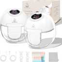 Hands Free Breast Pump S32,Double Wearable Breast Pump,Wearable Breastfeeding Pump with 4 Modes,9 Levels,Painless Low Noise Touch Screen,19/21/24mm Insert/Flange,2 Pack White