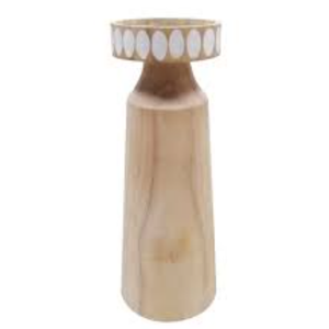 HD Designs Wood Large Candle Holder, 10 in
