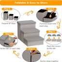 3-Step Wide Dog Stairs 18" H with Removable Cover, Non-Slip Storage Pet Steps for High Bed Couch, Pet Stairs for Small/Medium/Large Old Dogs Puppy Up to 200lbs, Cat Dog Steps for Car, Grey (30"D x 17"W x 17.1"H)
